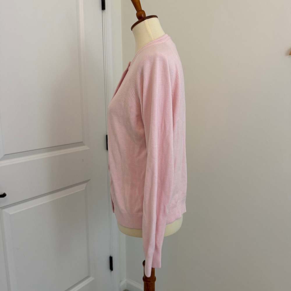 Pink Cardigan Sweater Pearl Button Womens Large Grandmacore Coquette Soft Girl - Picture 4 of 11